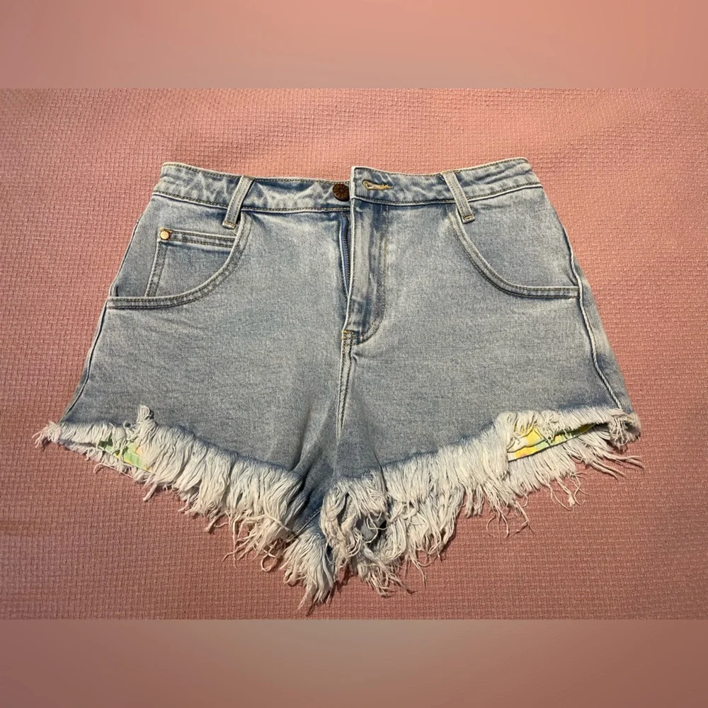 Dolls Kill sugar Thrillz Outta Sight Distressed Denim Shorts - Picture 2 of 8